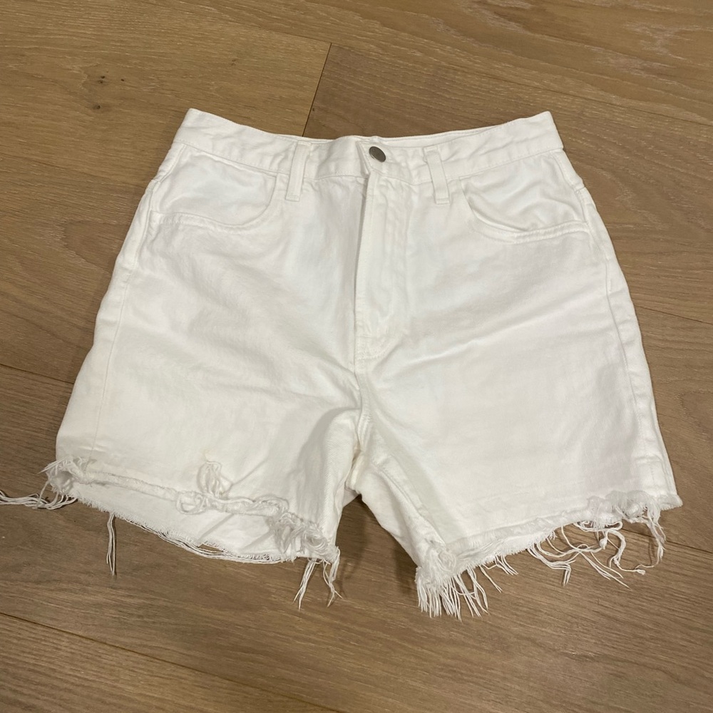 J Brand sz 27 white high waisted cut off shorts - excellent condition